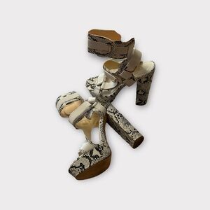 DOLLZ KILL Snakeskin Platform Strappy 5.5” Heels, Size 8